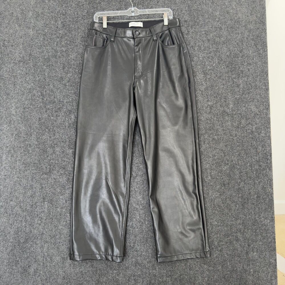 Abercrombie & Fitch Jeans Womens 12s 31 Black Faux Leather 90 Relaxed Curve Love